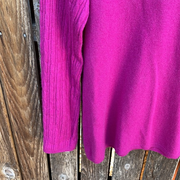 InCashmere Sweater Cowl Neck Pink XL Cable Knit - Picture 3 of 6
